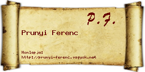 Prunyi Ferenc névjegykártya